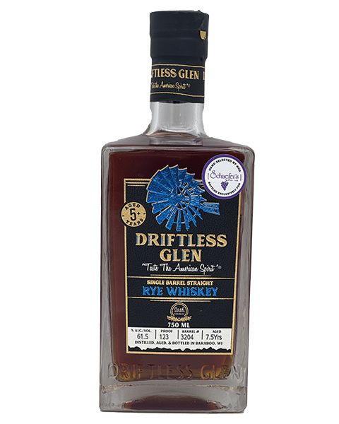 DRIFTLESS GLEN SCHAEFER'S PRIVATE SELECTION RYE, Wisconsin  750ml